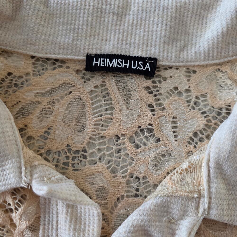 Heimish USA Lace Long-sleeved Button Up Blouse Women's Large - Picture 3 of 6